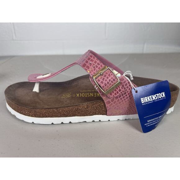 Birkenstock Gizeh Women’s 11 US 42 EU Snake Metallic Pink Rose Gold Sandals NWOB - Picture 10 of 16